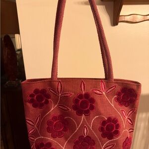 Elegant Floral Red Tote Bag